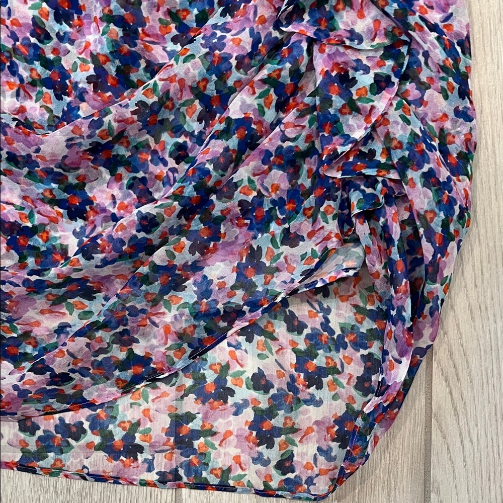 Veronica Beard Skirt Floral Spencer Side Ruffles in Multi-Color-100%Silk - Picture 9 of 11
